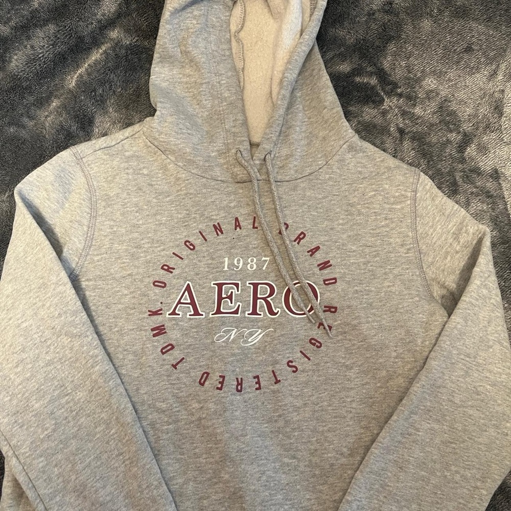 Aeropostale Gray Hoodie with Maroon Accents